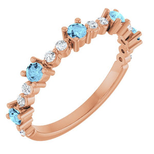 1/6 CTW Natural Alexandrite and Diamond Stackable Ring in 14K Gold, Silver & Platinum