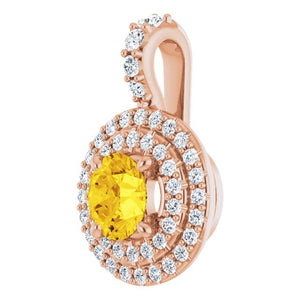 14K White Gold Natural Yellow Sapphire & Diamond Pendant - 1/4 CTW