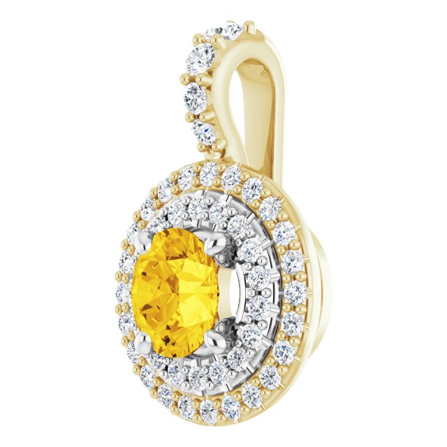 14K White Natural Yellow Sapphire & 1/4 CTW Natural Diamond Pendant