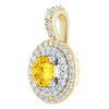 14K White Gold Natural Yellow Sapphire Pendant with 1/4 CTW Diamonds