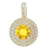 14K White Natural Yellow Sapphire & 1/4 CTW Natural Diamond Pendant