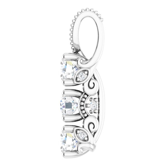 14K White Gold 5/8 CTW Natural Diamond Pendant - Elegant Design