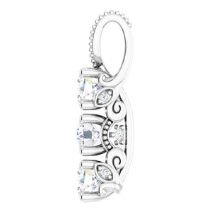 14K White Gold Diamond Pendant Necklace – 5/8 CTW Natural Diamond