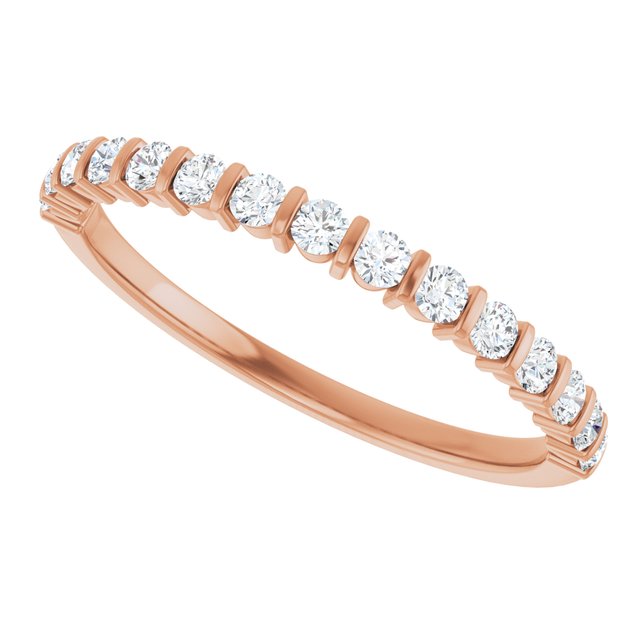 14K Rose 5/8 CTW Natural Diamond Anniversary Band