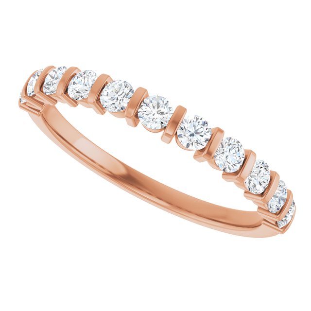 14K Rose 5/8 CTW Natural Diamond Anniversary Band