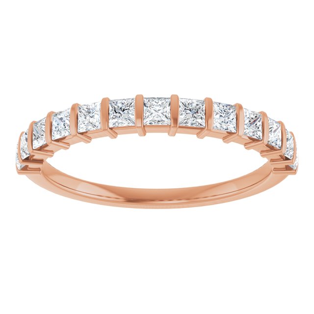 14K Rose 5/8 CTW Natural Diamond Anniversary Band