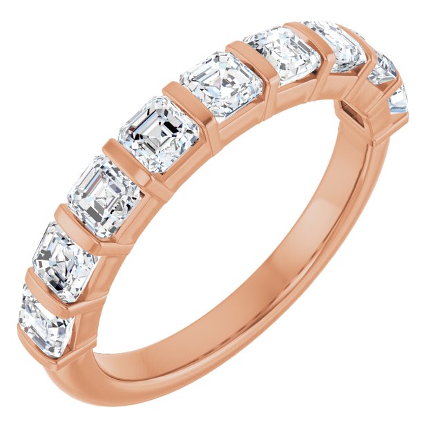 14K Rose Gold Asscher-Cut Diamond Anniversary Ring with 5/8 CTW