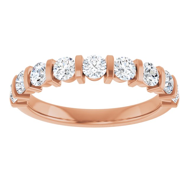 14K Rose 5/8 CTW Natural Diamond Anniversary Band