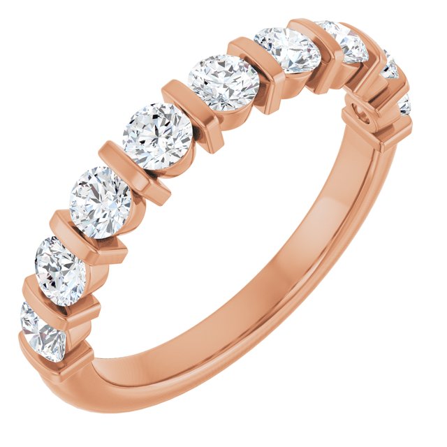 14K Rose 5/8 CTW Natural Diamond Anniversary Band