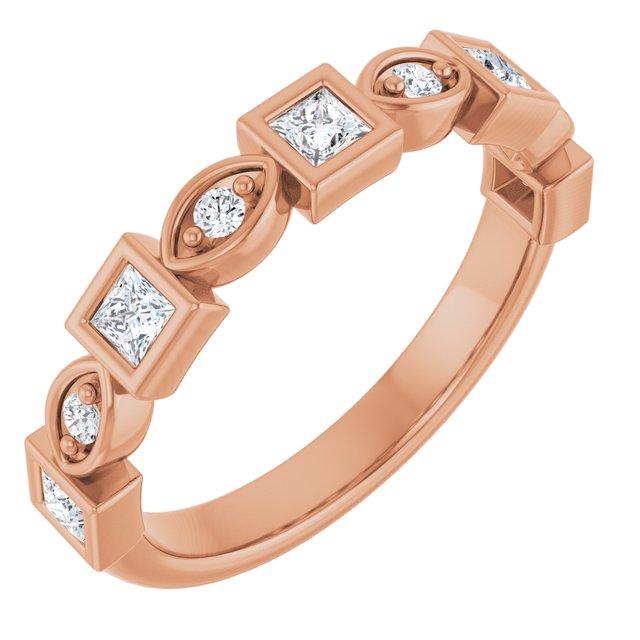 14K Rose 3/8 CTW Natural Diamond Anniversary Band