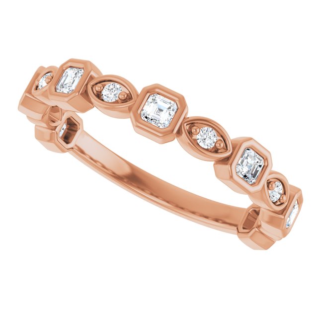 14K Rose 3/8 CTW Natural Diamond Anniversary Band