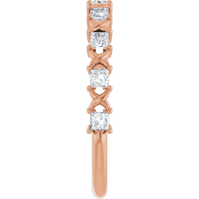 14K Rose Gold Asscher Diamond Anniversary Ring with 1/2 Carat Total Weight