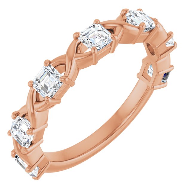 14K Rose Gold Asscher Diamond Anniversary Ring with 1/2 Carat Total Weight