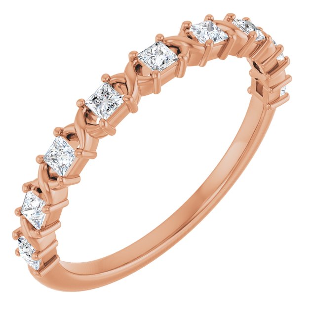 14K Rose Gold Asscher Diamond Anniversary Ring with 1/2 Carat Total Weight