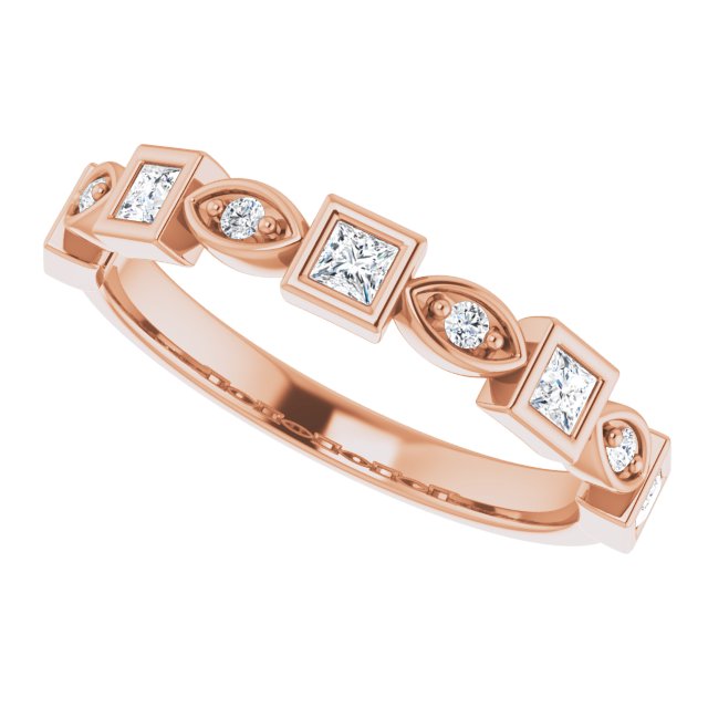 14K Rose 3/8 CTW Natural Diamond Anniversary Band