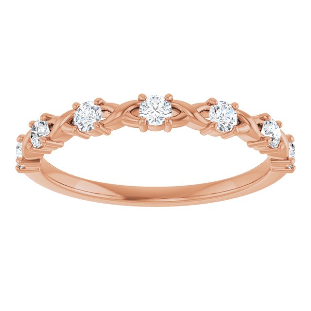 14K Rose Gold Asscher Diamond Anniversary Ring with 1/2 Carat Total Weight