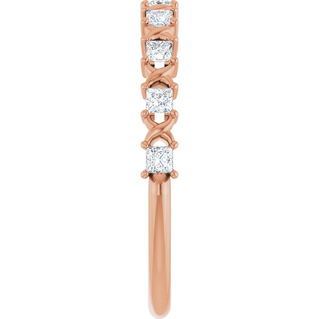 14K Rose Gold Asscher Diamond Anniversary Ring with 1/2 Carat Total Weight