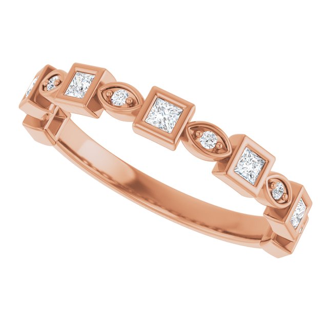 14K Rose 3/8 CTW Natural Diamond Anniversary Band