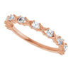 14K Rose Gold Asscher Diamond Anniversary Ring with 1/2 Carat Total Weight