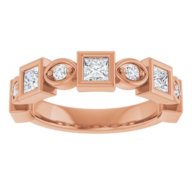 14K Rose 3/8 CTW Natural Diamond Anniversary Band