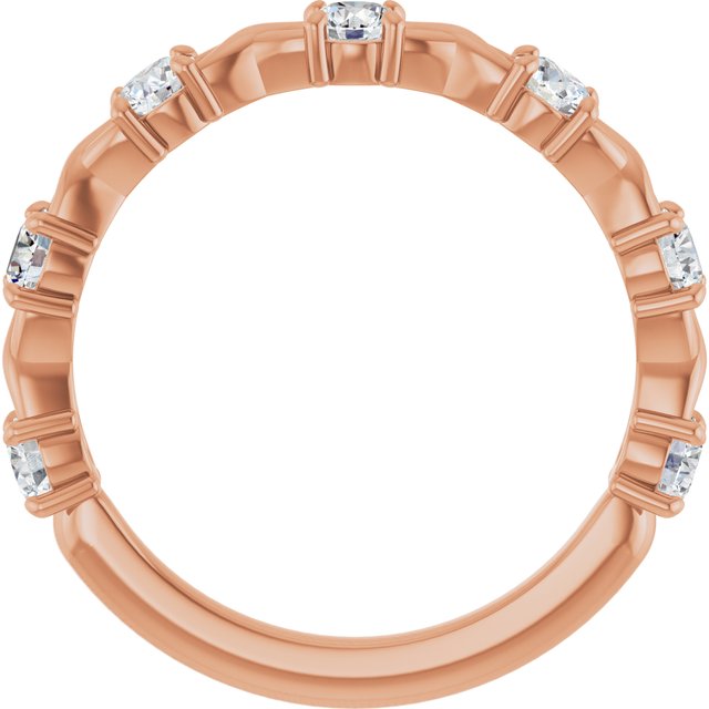 14K Rose Gold Asscher Diamond Anniversary Ring with 1/2 Carat Total Weight