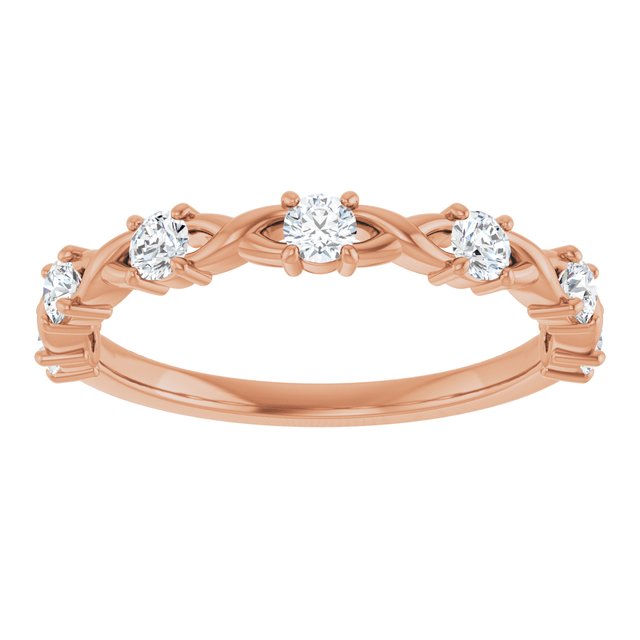 14K Rose Gold Asscher Diamond Anniversary Ring with 1/2 Carat Total Weight