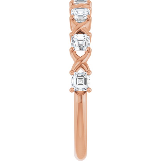 14K Rose Gold Asscher Diamond Anniversary Ring with 1/2 Carat Total Weight