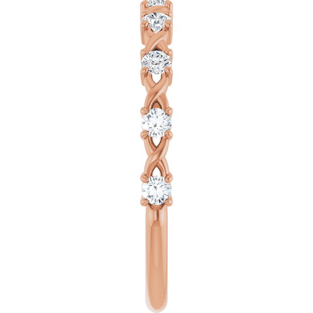 14K Rose Gold Asscher Diamond Anniversary Ring with 1/2 Carat Total Weight