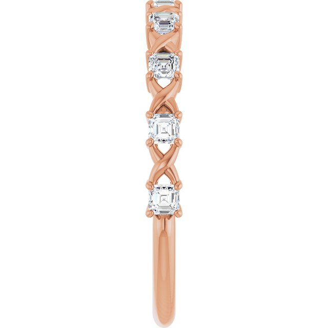 14K Rose Gold Asscher Diamond Anniversary Ring with 1/2 Carat Total Weight