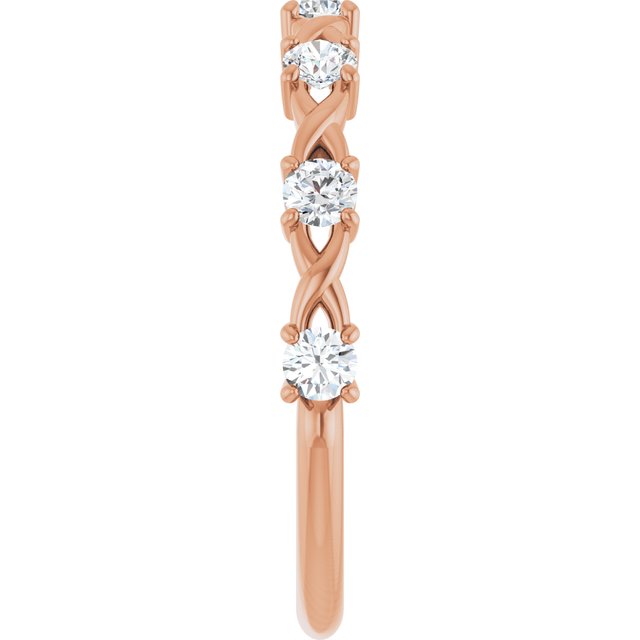 14K Rose Gold Asscher Diamond Anniversary Ring with 1/2 Carat Total Weight