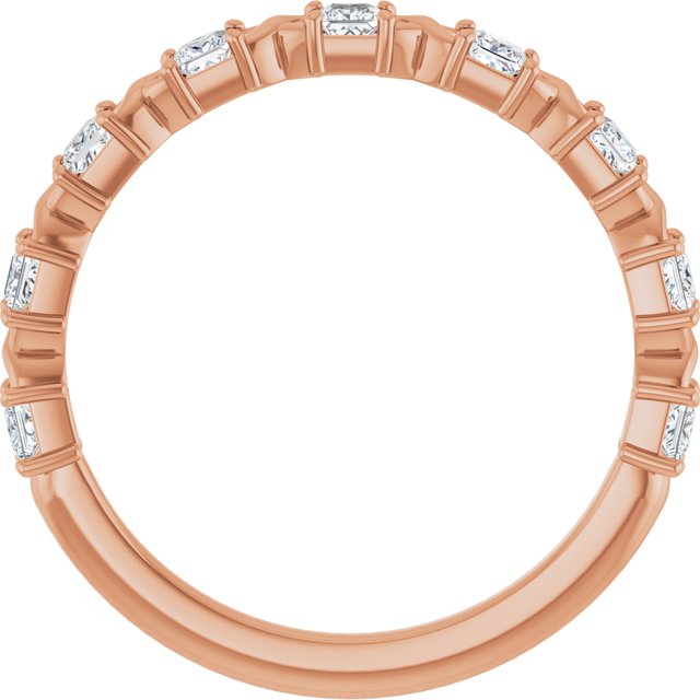 14K Rose Gold Asscher Diamond Anniversary Ring with 1/2 Carat Total Weight