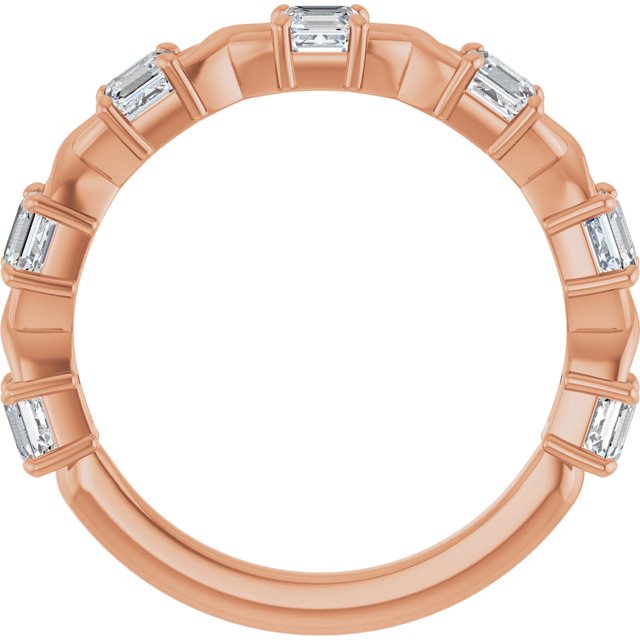 14K Rose Gold Asscher Diamond Anniversary Ring with 1/2 Carat Total Weight