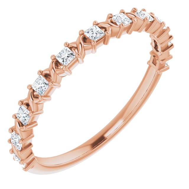 14K Rose Gold Asscher Diamond Anniversary Ring with 1/2 Carat Total Weight