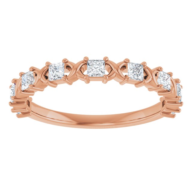 14K Rose Gold Asscher Diamond Anniversary Ring with 1/2 Carat Total Weight