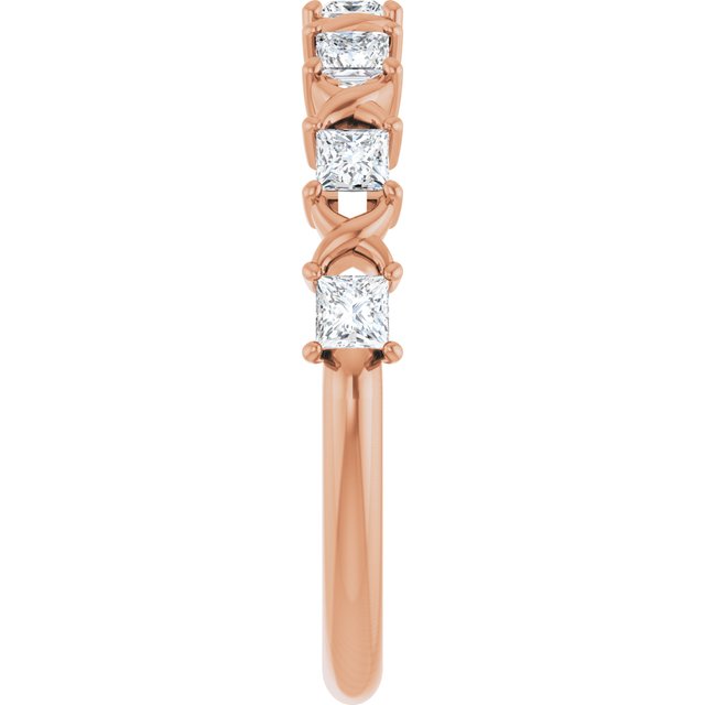 14K Rose Gold Asscher Diamond Anniversary Ring with 1/2 Carat Total Weight