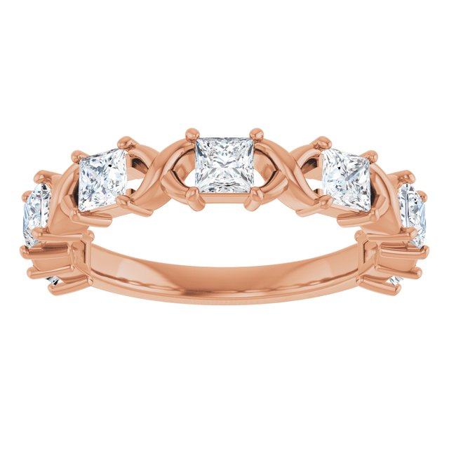 14K Rose Gold Asscher Diamond Anniversary Ring with 1/2 Carat Total Weight