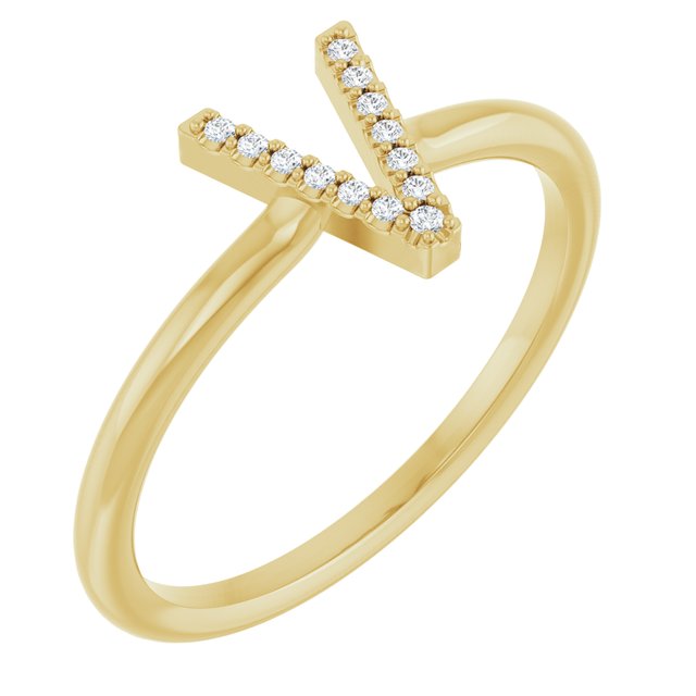 0.03 CTW Natural Diamond Round Initial Ring in 14K Gold & Platinum