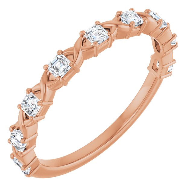 14K Rose Gold Asscher Diamond Anniversary Ring with 1/2 Carat Total Weight