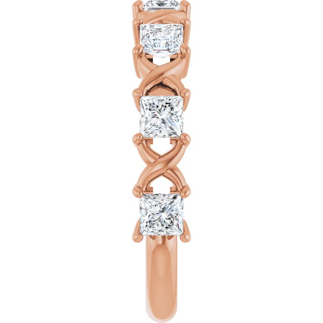 14K Rose Gold Asscher Diamond Anniversary Ring with 1/2 Carat Total Weight