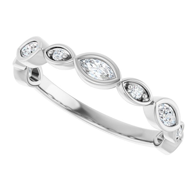 14K Rose 3/8 CTW Natural Diamond Anniversary Band