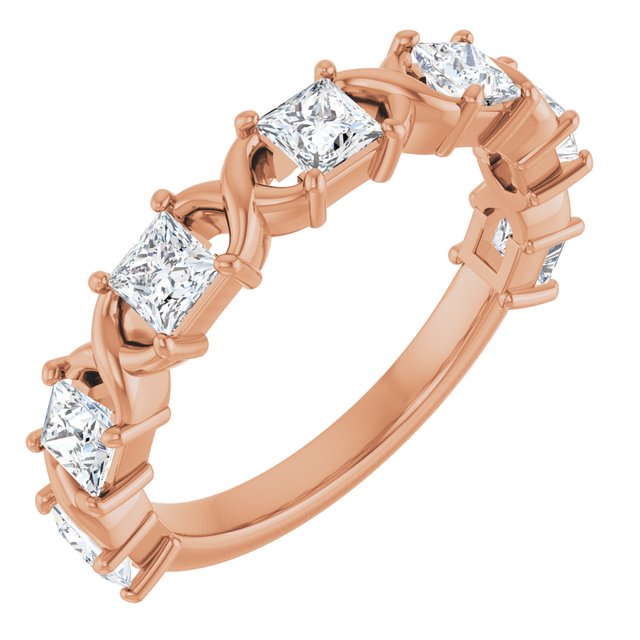 14K Rose Gold Asscher Diamond Anniversary Ring with 1/2 Carat Total Weight