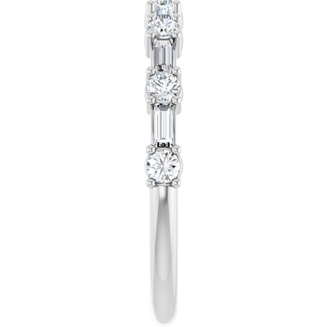 Elegant 14K White Gold Diamond Anniversary Ring with Baguette Stones