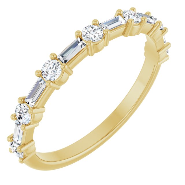 Elegant 14K White Gold Diamond Anniversary Ring with Baguette Stones