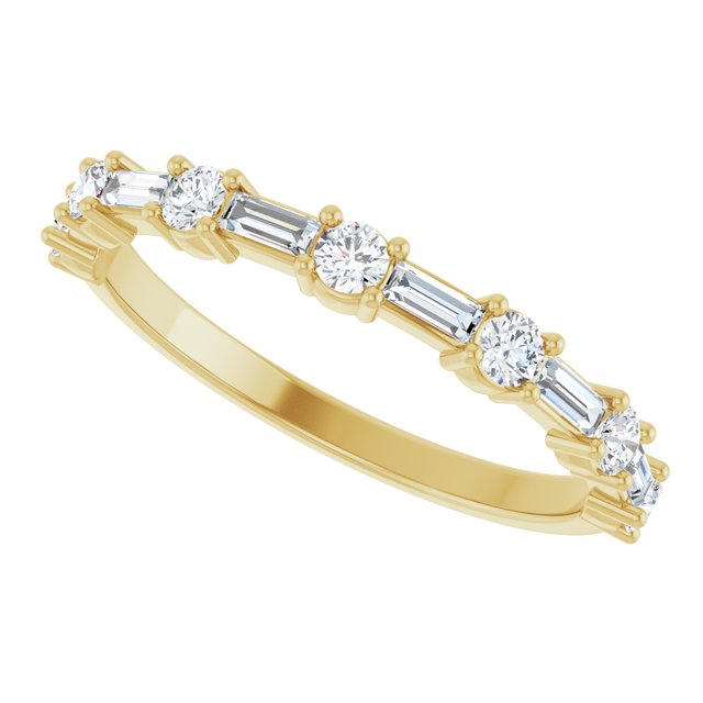 Elegant 14K White Gold Diamond Anniversary Ring with Baguette Stones