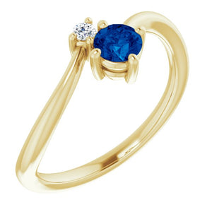 14K Gold Natural Blue Sapphire And Diamond Ring - Options Available
