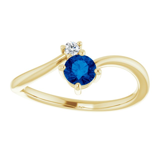 14K Gold Natural Blue Sapphire And Diamond Ring - Options Available