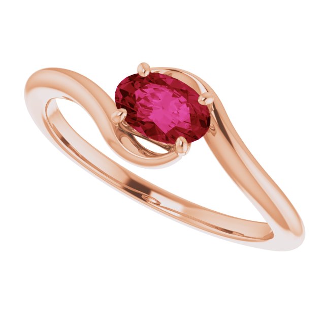 14K White Lab-Grown Ruby Ring