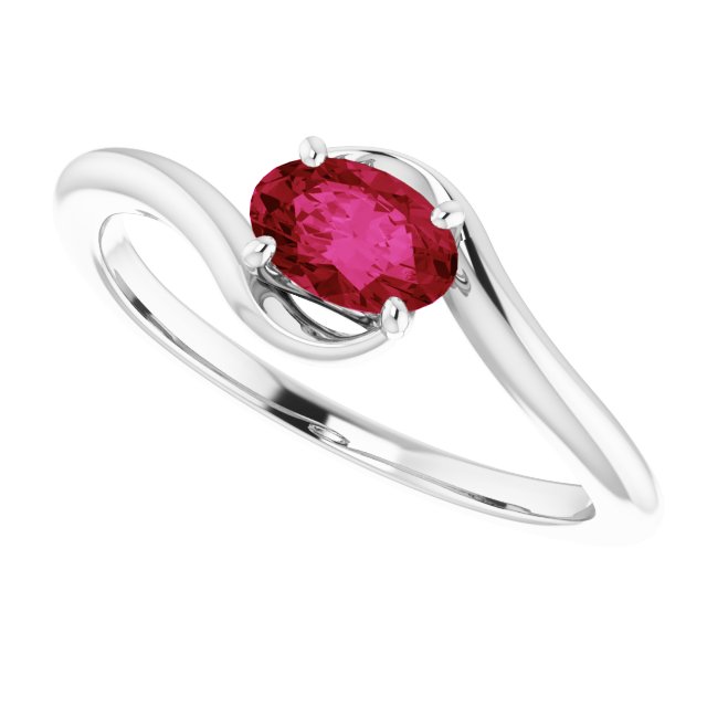 14K White Lab-Grown Ruby Ring