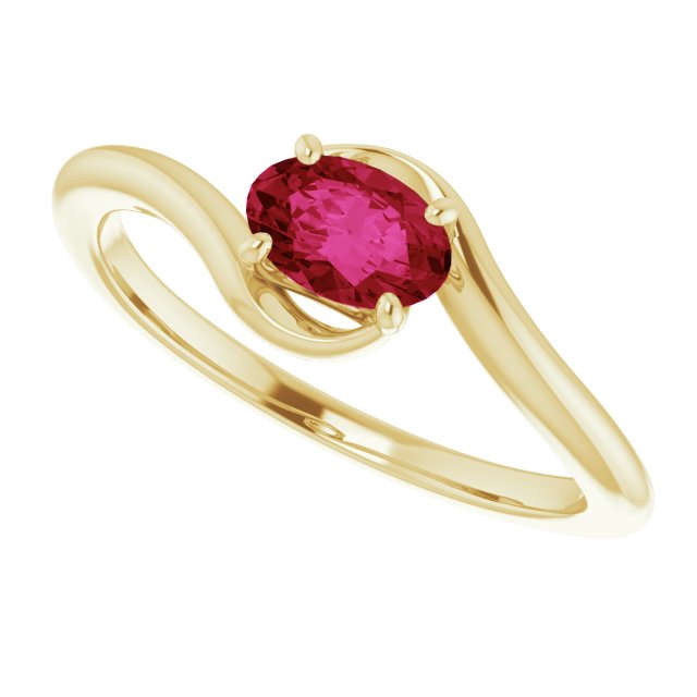 14K White Lab-Grown Ruby Ring