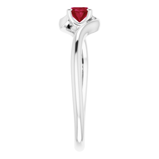 14K White Lab-Grown Ruby Ring